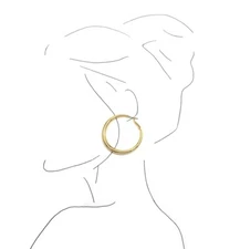 Hollow Hoop Earrings 45mm 1.7" inch High Quality lever back post 14k Gold Plated