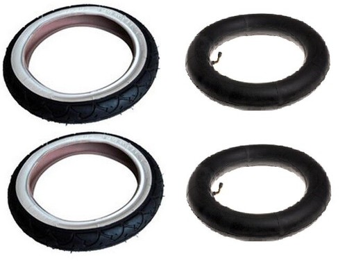 2 x WHITE WALL PRAM TYRES 12 1/2" x 2 1/4 + Bent Valve tubes suits iCandy Apple