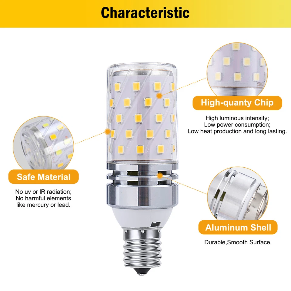 E14/27/12/17 B15/22 LED Corn Light Bulb 16W Candelabra Ceiling Fan Lamp Daylight - Image 3 of 4