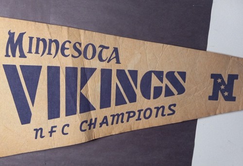 RARE Vintage Superbowl XI NFL Minnesota Vikings 1977 NFC Champion Pennant - Picture 3 of 4