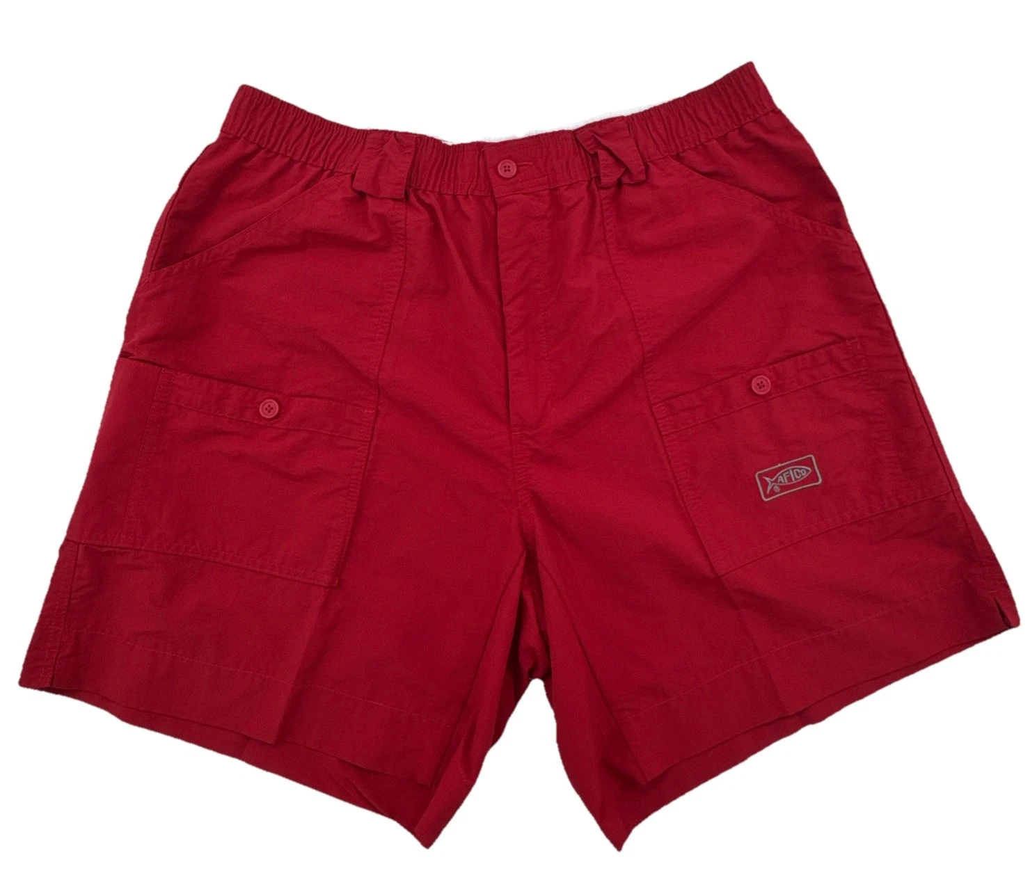 AFTCO Fishing Shorts Mens Tag 40 Fits 36 Inseam 8” Red Nylon Cargo Elastic Waist