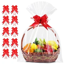 JOYIT 10PCS Extra Large Cellophane Wrap for Gift Baskets, 35x55 Inch Clear Ce...