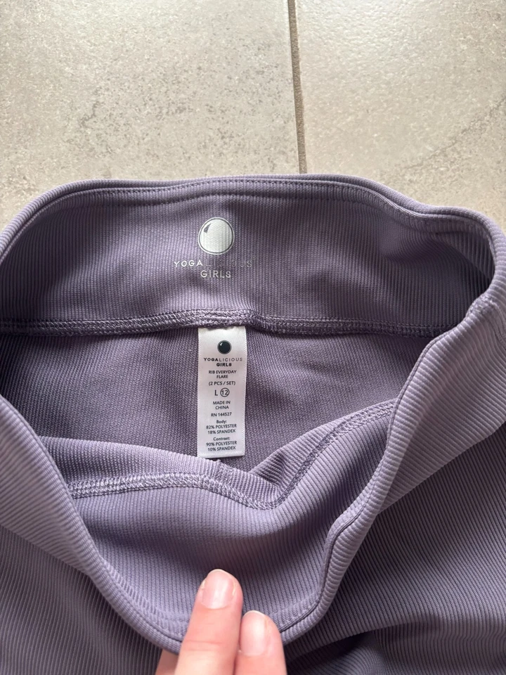 Yogalicious Malva Púrpura Acanalado Acampanado Bootcut Yoga Pantalones Leggings Niñas Grandes 12 Foto 3 de 3