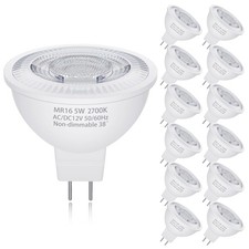 MR16 LED Bulbs 50W Halogen Equivalent, 2700K Warm White, 5W MR16 GU5.3 Bi-Pin...
