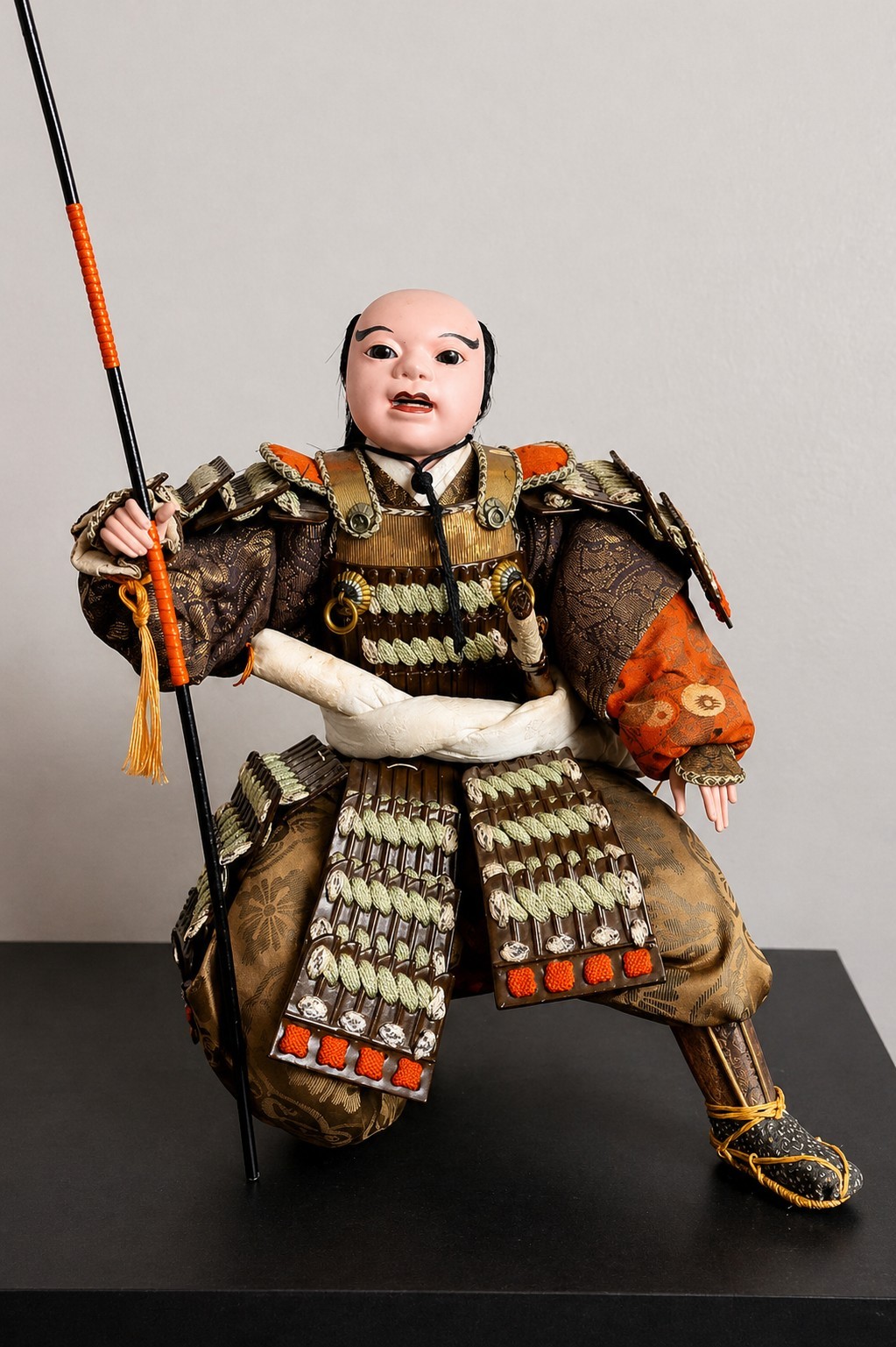 Antique Japanese Samurai Musha Ningyō Warrior Figure w/Armor&Banner🟢Read Desc🟢