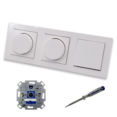 REV Ritter (2x) LED Dimmer + Gira 065003 + Lichttaster 315100 in E2 reinweiß