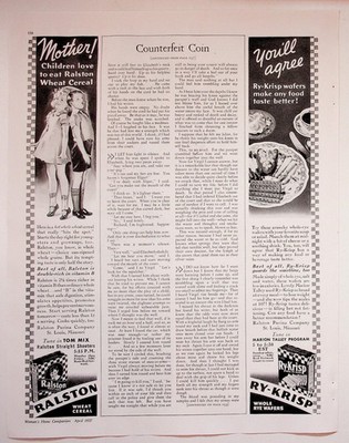 Ralston Wheat Cereal & Ry-Krisp 1937 Vintage Print Advertisement 10x13