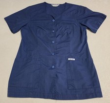 Cherokee Womens Navy Button Down Scrub Top Size S