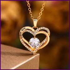 Heart Necklace Women Birthstone I Love You Jewelry for Mom Girlfriend Wife Gift