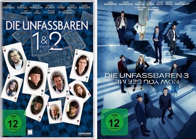 3 DVDs * DIE UNFASSBAREN - NOW YOU SEE ME 1/2+3 IM SET - M. Freeman # NEU OVP $