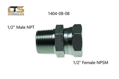 1/2'' Male Pipe NPT x 1/2'' Female Pipe Swivel NPSM Hydraulic Fitting 1404-08-08