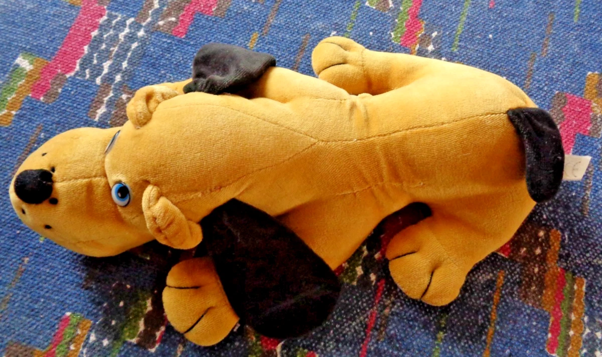 Grosse Peluche Ancienne - Chien Couché - Jouet Vintage Bon État