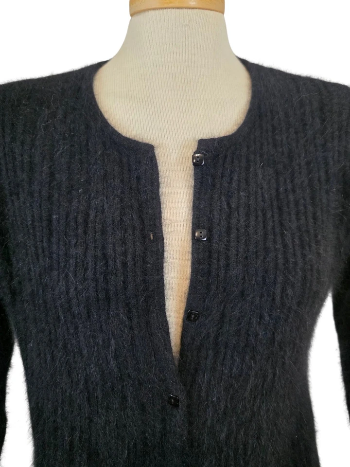 XHILARATION 毛衣女式大号黑色安哥拉混纺开衫 Y2K 柔软 — 第 3/4 张图片