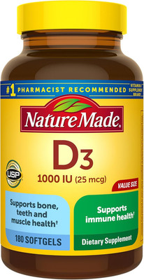 Vitamin D3 1000 IU (25 Mcg), Vitamin D Supplement for Bone, Teeth, Muscle and Im
