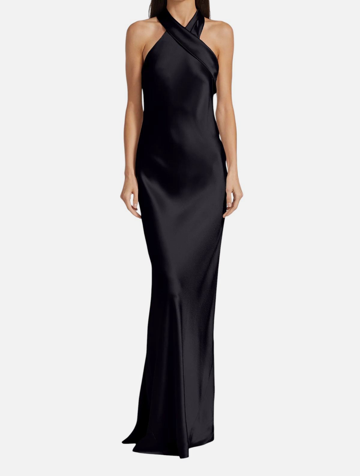 Galvan London Women's Black Silk Velvet Asymmetric Bias Cut Pandora Dress Size 8