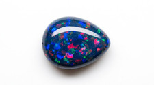 17.20 Ct Certified Natural Ethiopian Black Opal Pear Cabochon Red Fire Gemstone