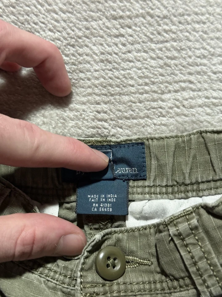 Pantalones Cortos Carga Polo Ralph Lauren Niños 4T Verde Ripstop Bolsillo a Presión Cintura Elástica Foto 3 de 4