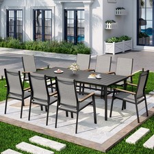 Outdoor Table Chairs Set 9 Piece Patio Dining Furniture Set Stackable Chairs
