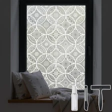 DKTIE Bohemian Decor Stained Glass Window Film with Installation Tools, Two-W...