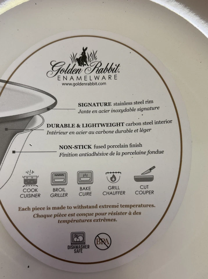 Golden Rabbit Enamel Ware Cobalt Swirl Dutch Oven 2.5 Quart Blue Willow NIB - Image 4 of 4