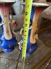 Pair of Vieux Paris cobalt blue porcelain vases with hand-painted floral deco — photo 8