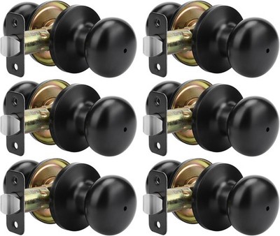 Black Interior Door Knobs Matte Black Bedroom Door Knobs Interior Bulk (6 Pack)