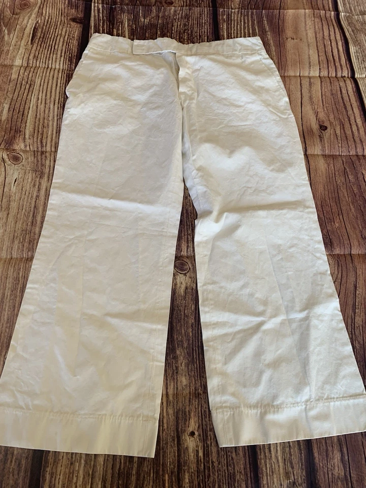 Pantalones de vestir marfil marfil con bolsillos laterales acampanados delanteros planos talla: 44 Foto 2 de 4