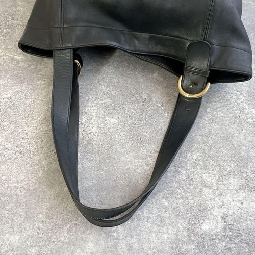 y2k 00s OLD COACH Tote Bag Black Leather - Gem
