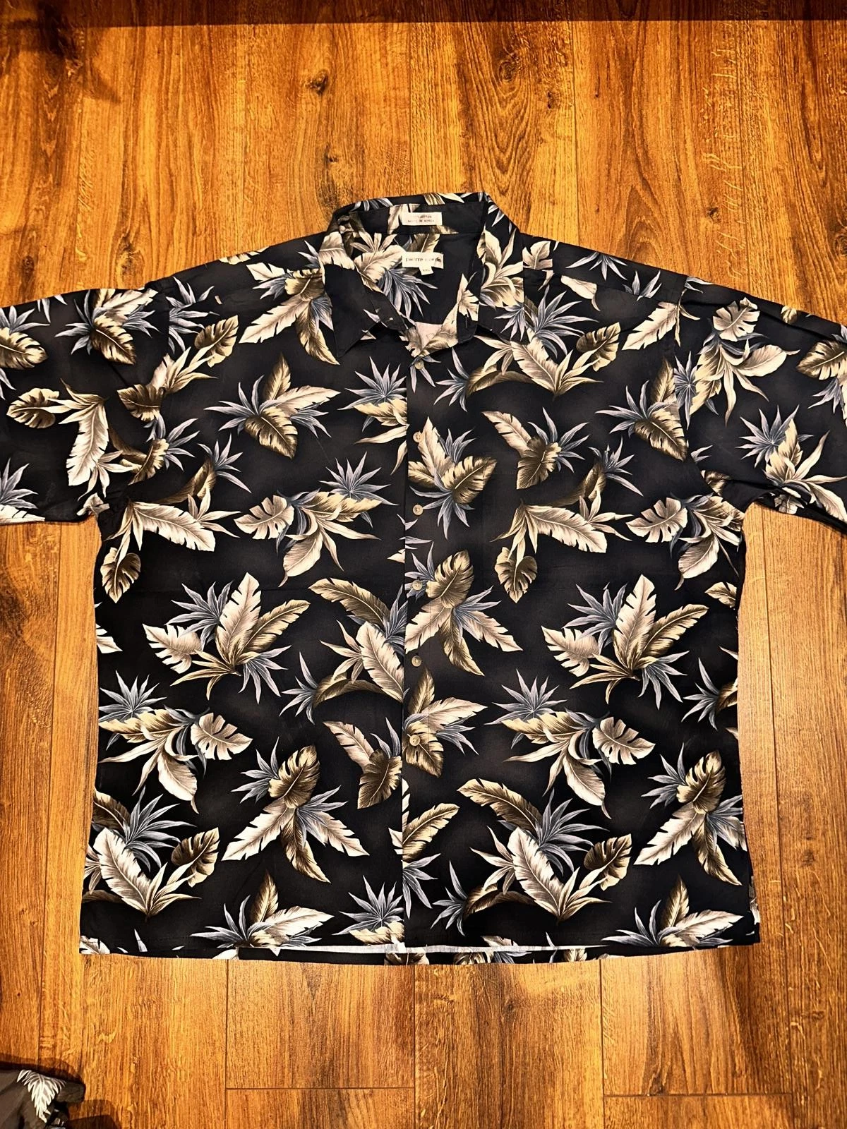 Pierre Cardin Floral Shirt Black Grey Tropical Short Sleeve XXL