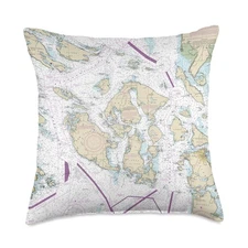 Nautical Chart - San Juan Islands, WA Throw Pillow