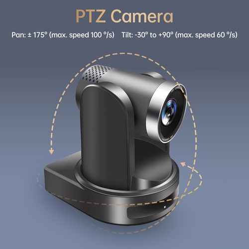 (BlackEU-5)Conference PTZ Camera 1080P 2.1MP HD 10X Optical Zoom Video TDW - Afbeelding 11 van 12