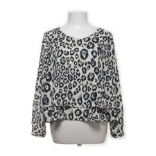 Zara Basic, Bluse, Größe: L, Schwarz/Weiß/Grau, Leopard, Damen #qvg