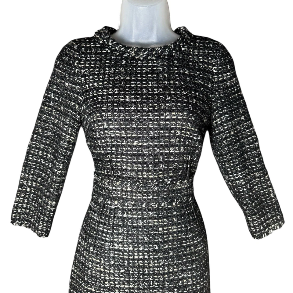 Vestido Vaina J.Crew Para Mujer Talla 0 Negro Metálico Tweed Clásico Fiesta de Vacaciones Foto 4 de 4
