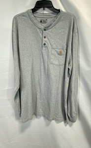 Carhartt Men's K128 Heather Gray Loose Fit Long Sleeve Henley Pocket Shirt XL