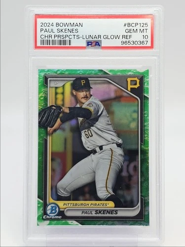 PAUL SKENES 2024 BOWMAN CHROME LUNAR GLOW REFRACTOR PIRATES PSA 10 Q0004