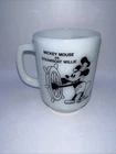 Vintage Disney Mickey Mouse Mug Anchor Hocking Milk Glass Steamboat Willie Pepsi