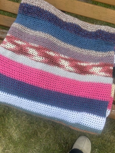 Vintage Handmade Crochet Granny Blanket Throw - Large, Thick - 200cm
