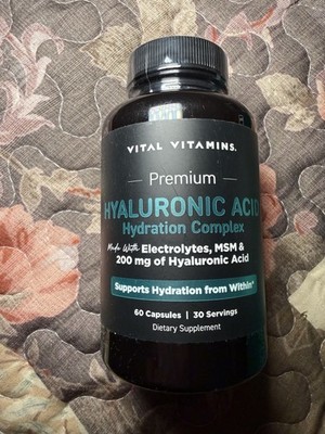 Vital Vitamins Premium Hyaluronic Acid Supplement Hydration Complex 60 Capsules