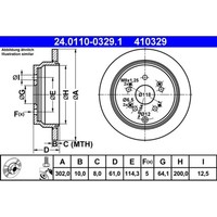 Bremsscheibe ATE 24.0110-0329.1 (2 Stk.) FüR Honda CR-V III