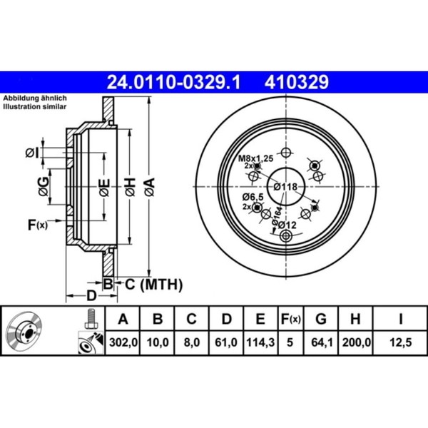 Bremsscheibe ATE 24.0110-0329.1 (2 Stk.) FüR Honda CR-V III-image
