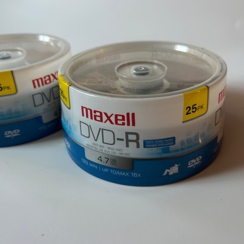 Maxwell DVD-R Discs 4.7GB/8X/120 MIN Brand New Sealed 25 Pack, Set of Two, New - Picture 3 of 8