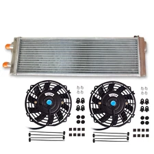 Air to Water Intercooler Turbo Aluminum Liquid Heat Exchanger Universal & Fans