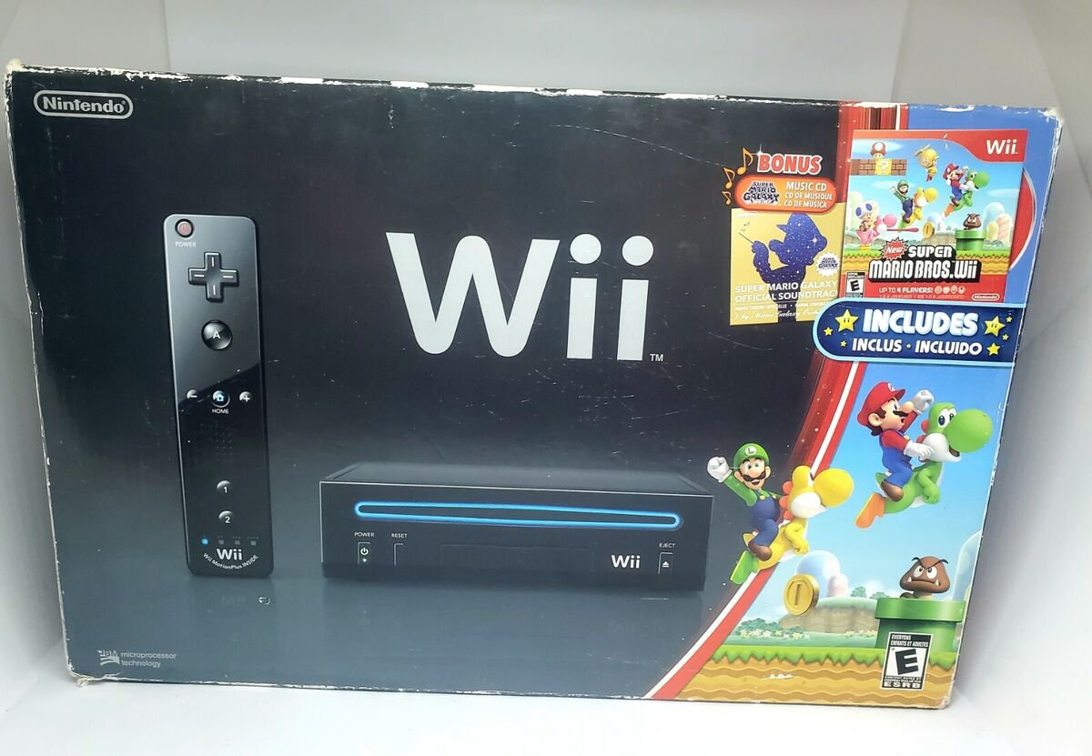 Restored Wii Black Console With New Super Mario Brothers Wii And