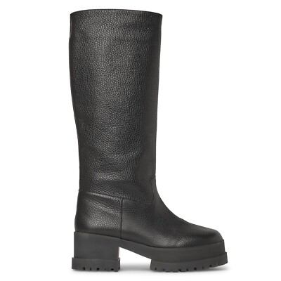CLERGERIE Wendel Platform Leather Knee Boots in Black Size 40