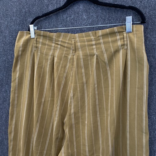 Princess Highway Womens Size 16 Wide Leg Pants Olive Stripe Pleated High Rise - Picture 11 of 14