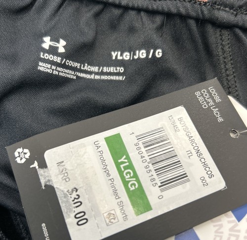 Under Armour Boys Prototype Printed Shorts, Loose Black Youth Size L, Active NWT - Picture 3 of 8