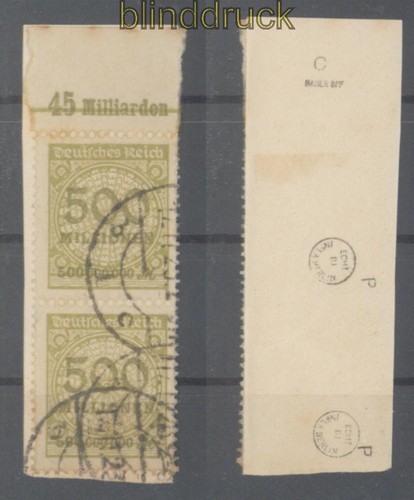 dt. Reich Mi # 324 A P Oberrand "C" gestempelt geprüft Bauer BPP (47067)