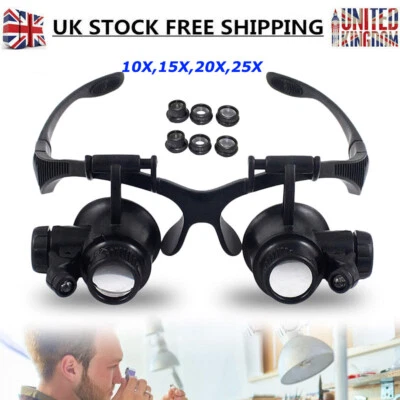 TZUTOGETHER Jeweler Watchmaker With LED Light Magnifying Glass Glasses Reading Eyeglasses UK