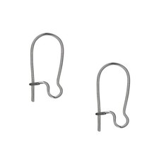 100 Gunmetal Plated Brass 21 Gauge 18mm Kidney Ear Wire with Loop Earrings