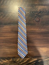 Men s chaps orange blue and green classic length tie. Plaid Pattern. Gently used